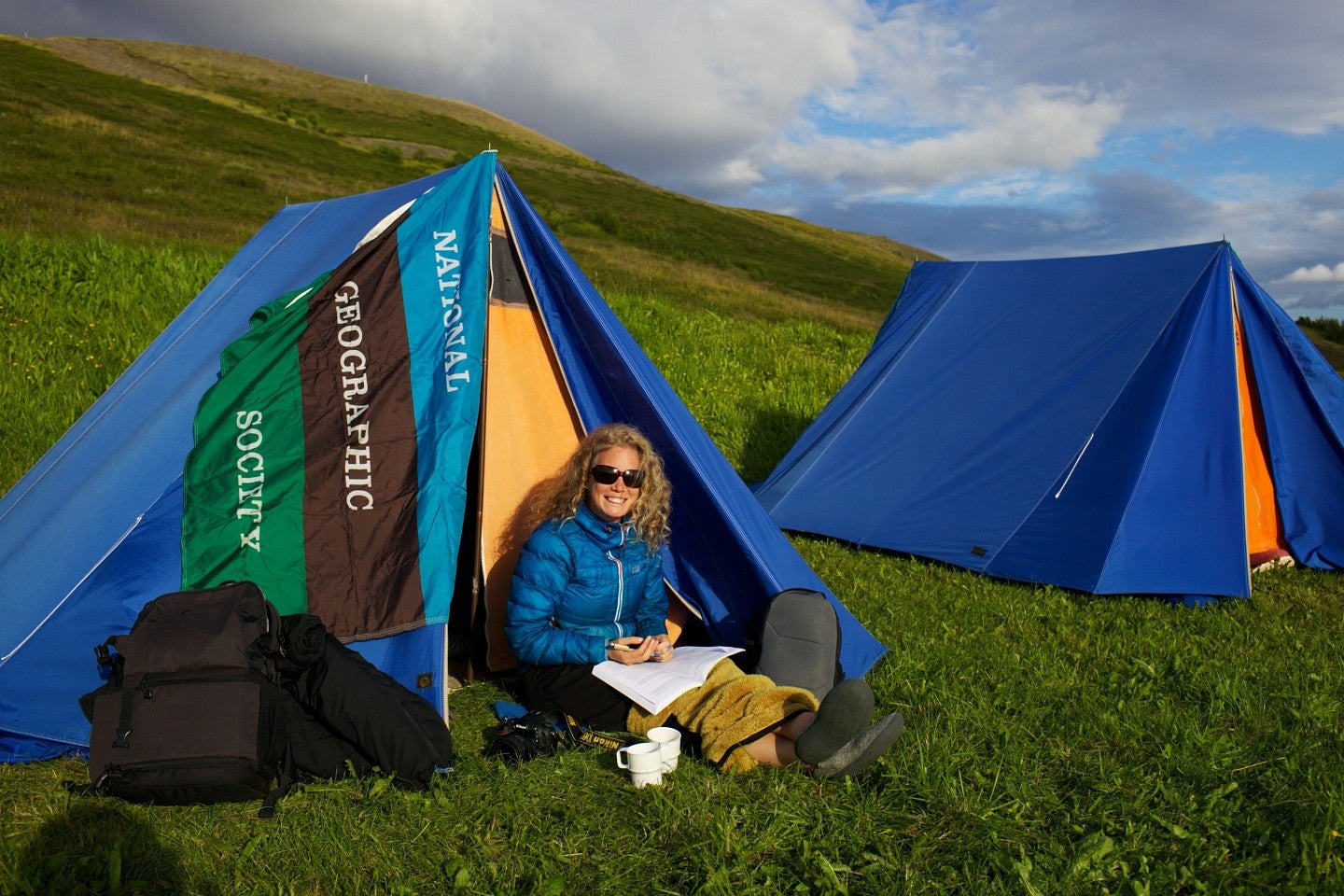 M Jackson in a tent