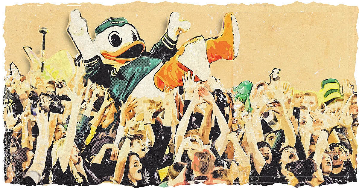Illustration of the Duck crowdsurfing