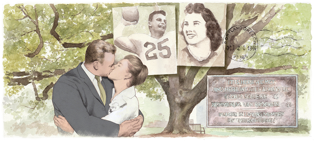 Photo illustration of Gloria and Norm Van Brocklin