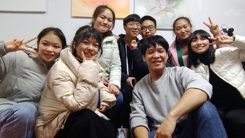 Boarder Tsai with friends during a Peace Corps trip to Asia