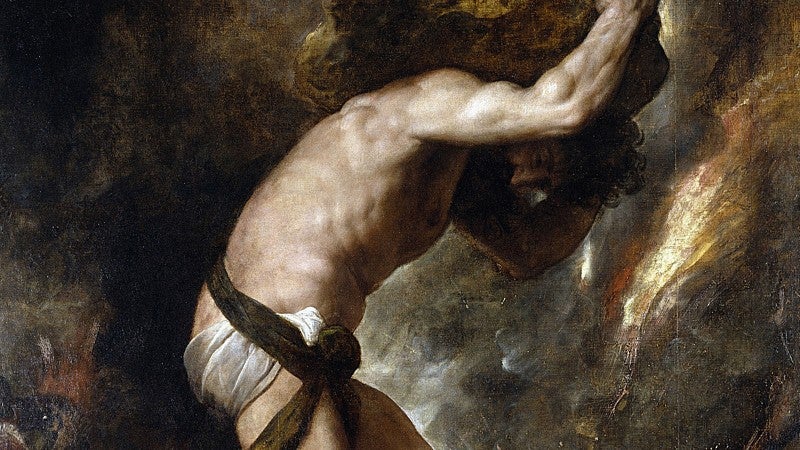 Painting of mythological Sisyphus