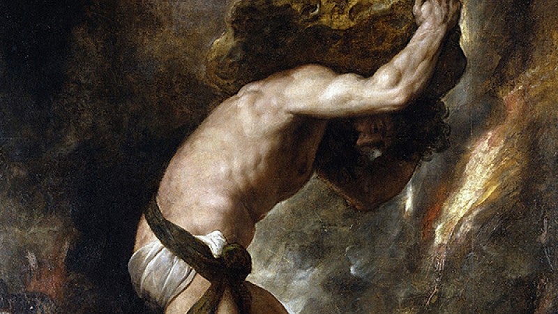 painting of mythological Sisyphus