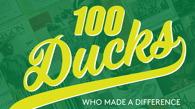 illustration reading "100 Ducks Who Made a Difference"