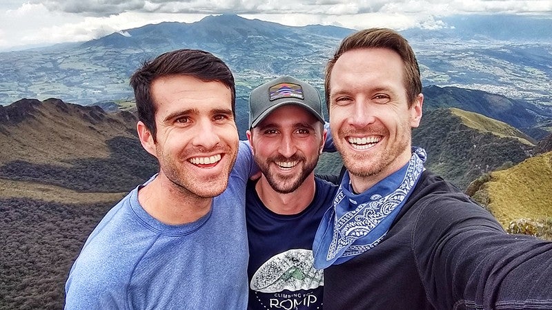 David Gamburd, Greg Krupa and Ryan Hood on the summit of Pasachoa, an extinct volcano in the Ecuadorian Andes