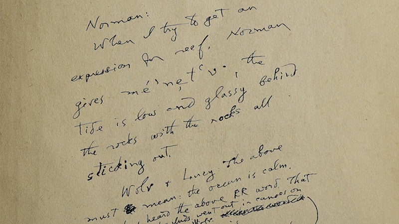 Archival document with indigenous words written by hand, photo courtesy National Anthropological Archives