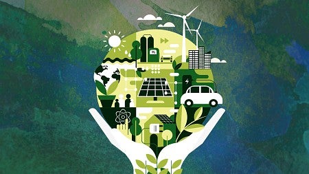 Illustration portraying green energy alternatives