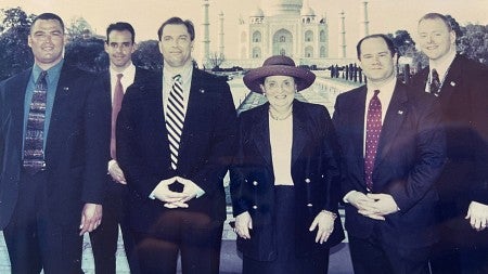 Cam Burks with Madeleine Albright and others at the Taj Mahal