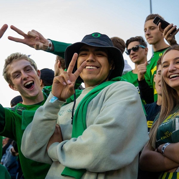 students at football