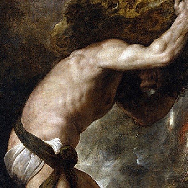 painting of mythological Sisyphus