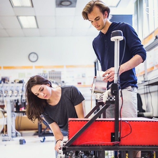 rutgers students working on robot